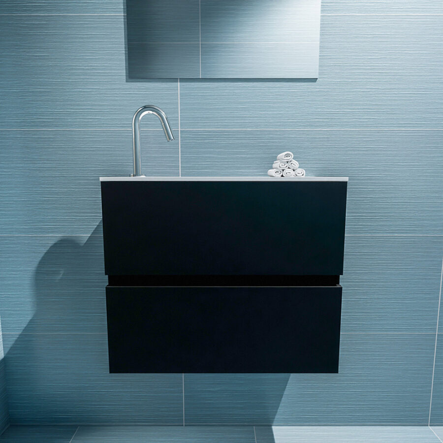 MONDIAZ ADA 60cm toiletmeubel urban. LEX wastafel talc positie links. Met 1 kraangat - Afbeelding 3