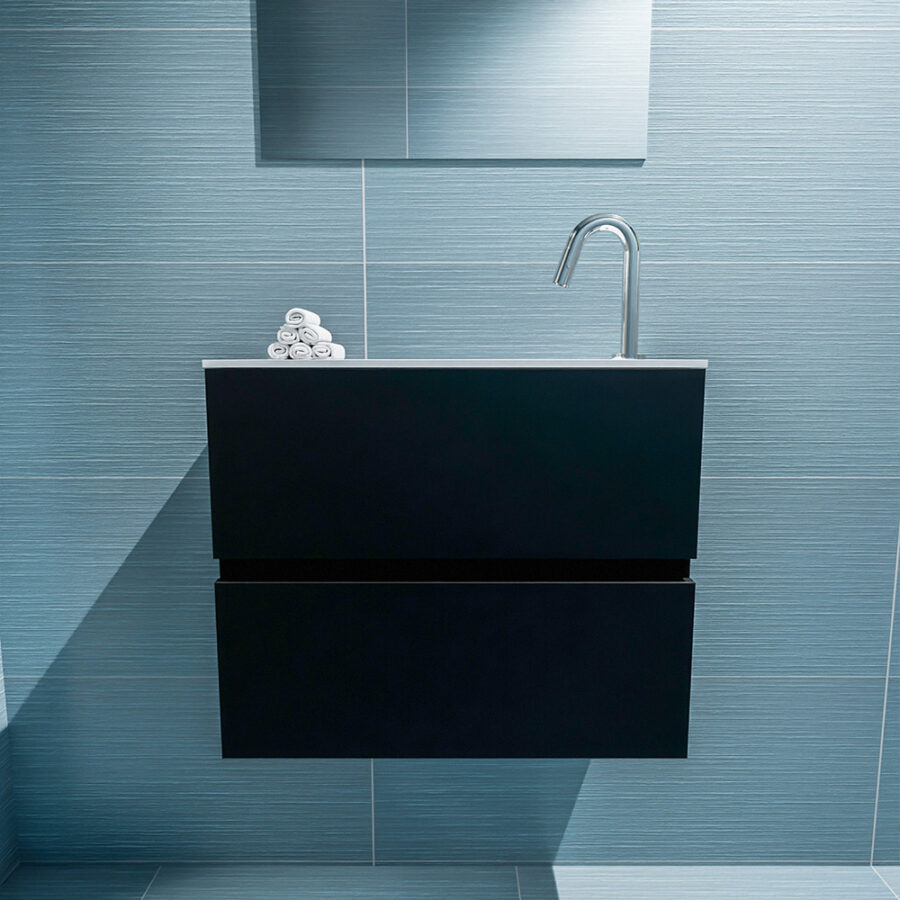 MONDIAZ ADA 60cm toiletmeubel urban. LEX wastafel talc positie rechts. Met 1 kraangat - Afbeelding 3