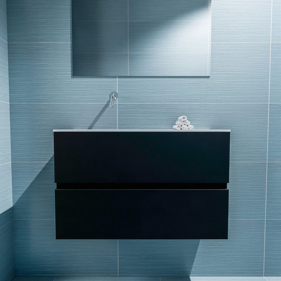 MONDIAZ ADA 80cm toiletmeubel urban. LEX wastafel talc positie links. Zonder kraangat - Afbeelding 3