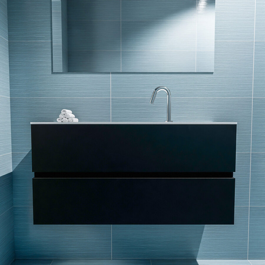MONDIAZ ADA 100cm toiletmeubel urban. LEX wastafel talc positie midden. Met 1 kraangat - Afbeelding 3