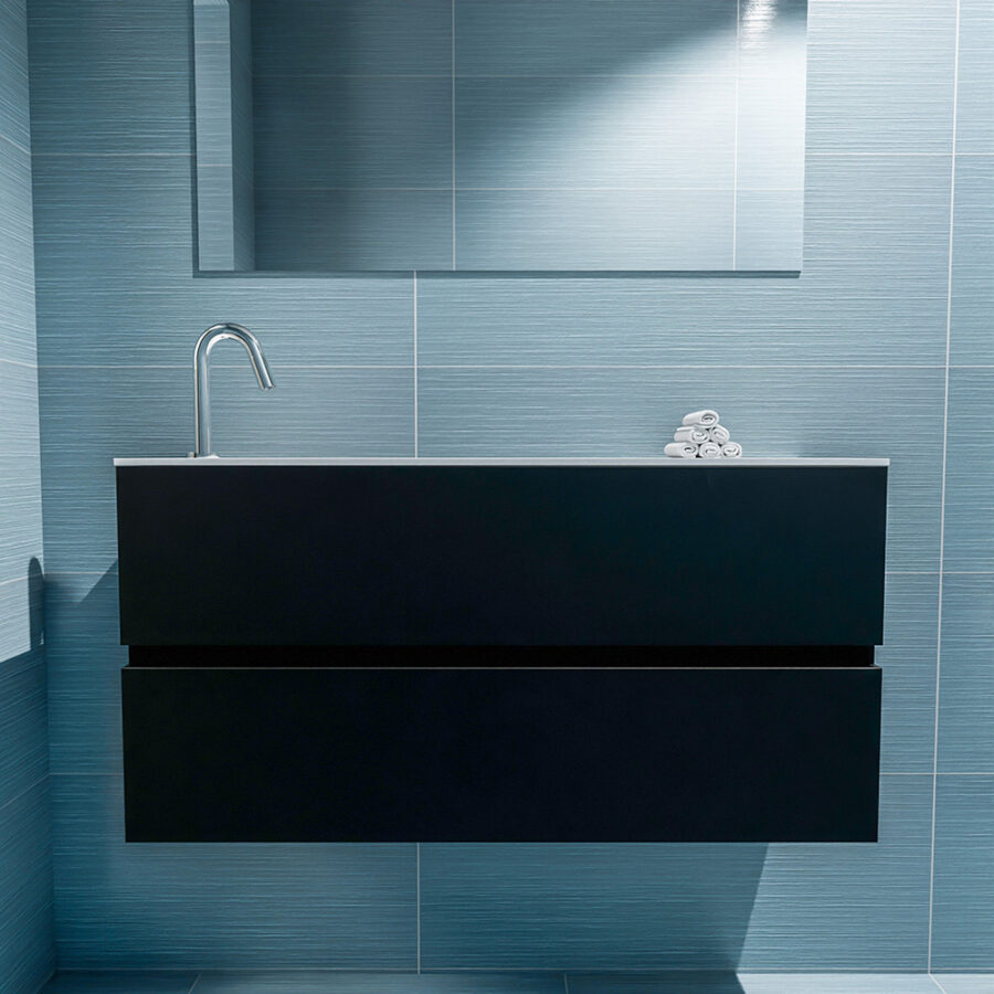 MONDIAZ ADA 100cm toiletmeubel urban. LEX wastafel talc positie links. Met 1 kraangat - Afbeelding 3