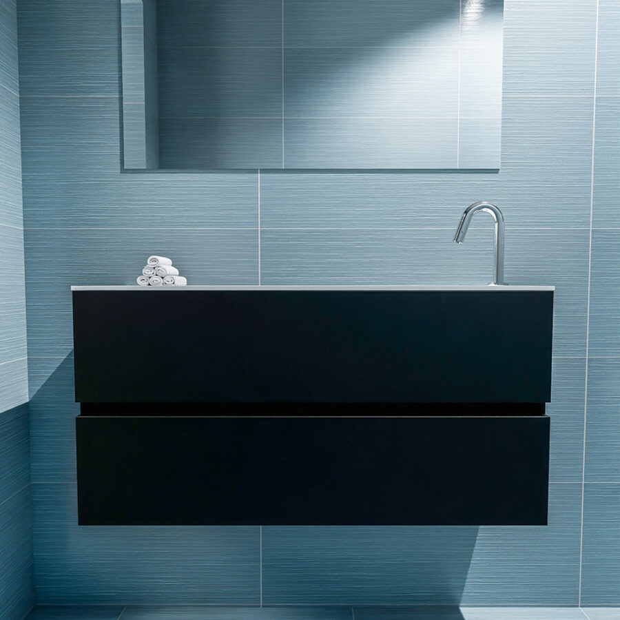 MONDIAZ ADA 100cm toiletmeubel urban. LEX wastafel talc positie rechts. Met 1 kraangat - Afbeelding 3