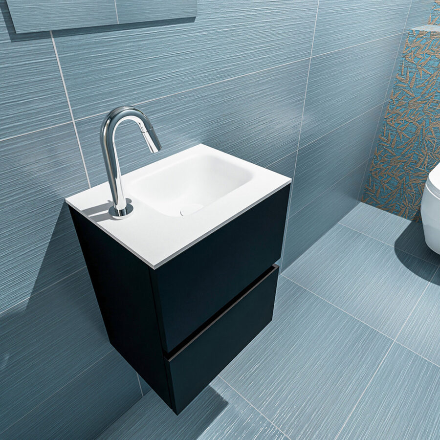 MONDIAZ ADA 40cm toiletmeubel urban. LEX wastafel talc positie rechts. Met 1 kraangat - Afbeelding 2