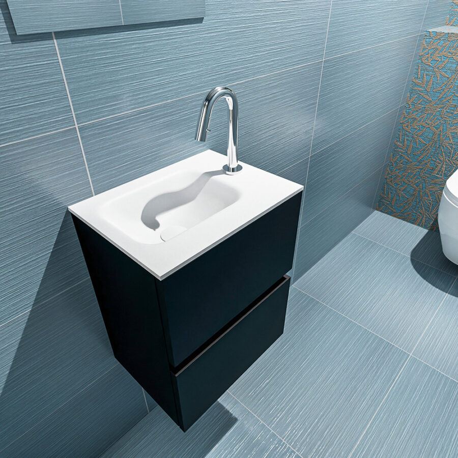 MONDIAZ ADA 40cm toiletmeubel urban. LEX wastafel talc positie links. Met 1 kraangat - Afbeelding 2