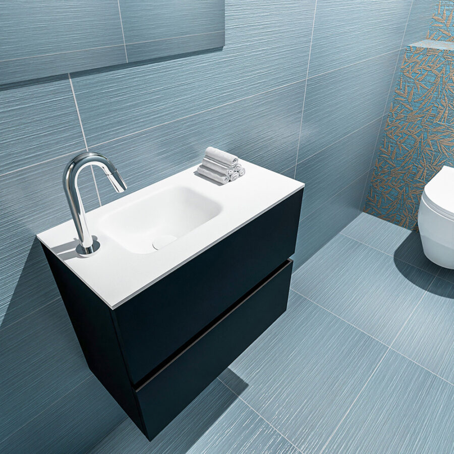 MONDIAZ ADA 60cm toiletmeubel urban. LEX wastafel talc positie links. Met 1 kraangat - Afbeelding 2