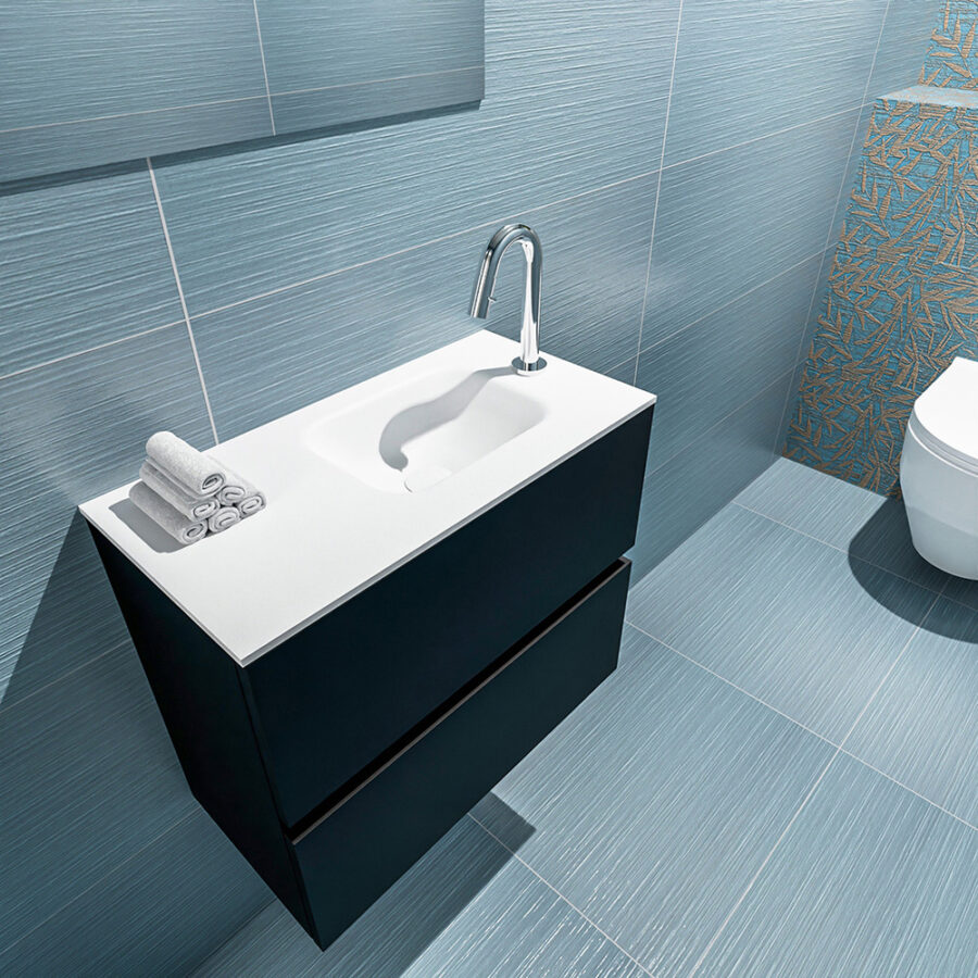 MONDIAZ ADA 60cm toiletmeubel urban. LEX wastafel talc positie rechts. Met 1 kraangat - Afbeelding 2