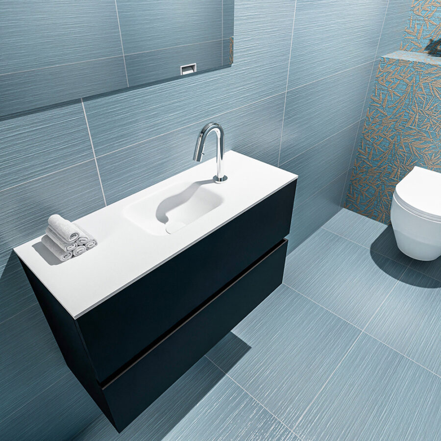 MONDIAZ ADA 80cm toiletmeubel urban. LEX wastafel talc positie midden. Met 1 kraangat - Afbeelding 2