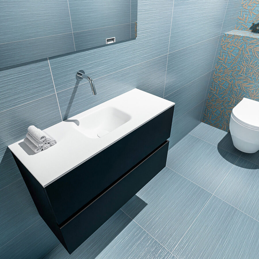 MONDIAZ ADA 80cm toiletmeubel urban. LEX wastafel talc positie midden. Zonder kraangat - Afbeelding 2