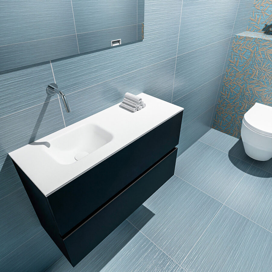 MONDIAZ ADA 80cm toiletmeubel urban. LEX wastafel talc positie links. Zonder kraangat - Afbeelding 2
