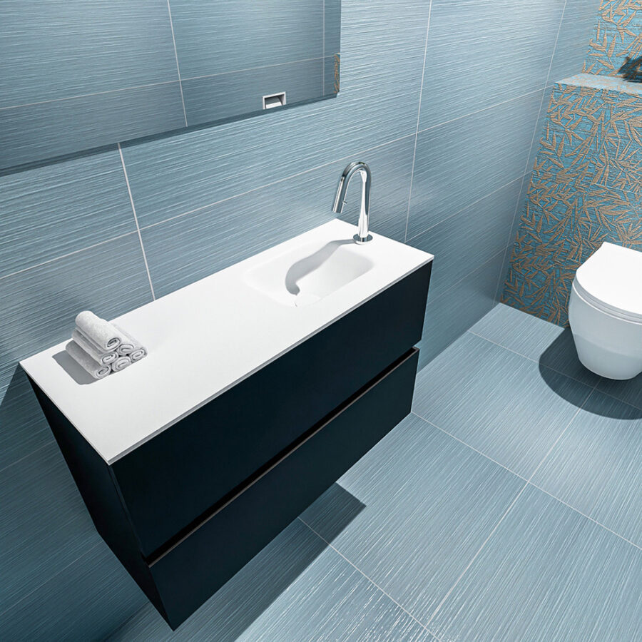 MONDIAZ ADA 80cm toiletmeubel urban. LEX wastafel talc positie rechts. Met 1 kraangat - Afbeelding 2