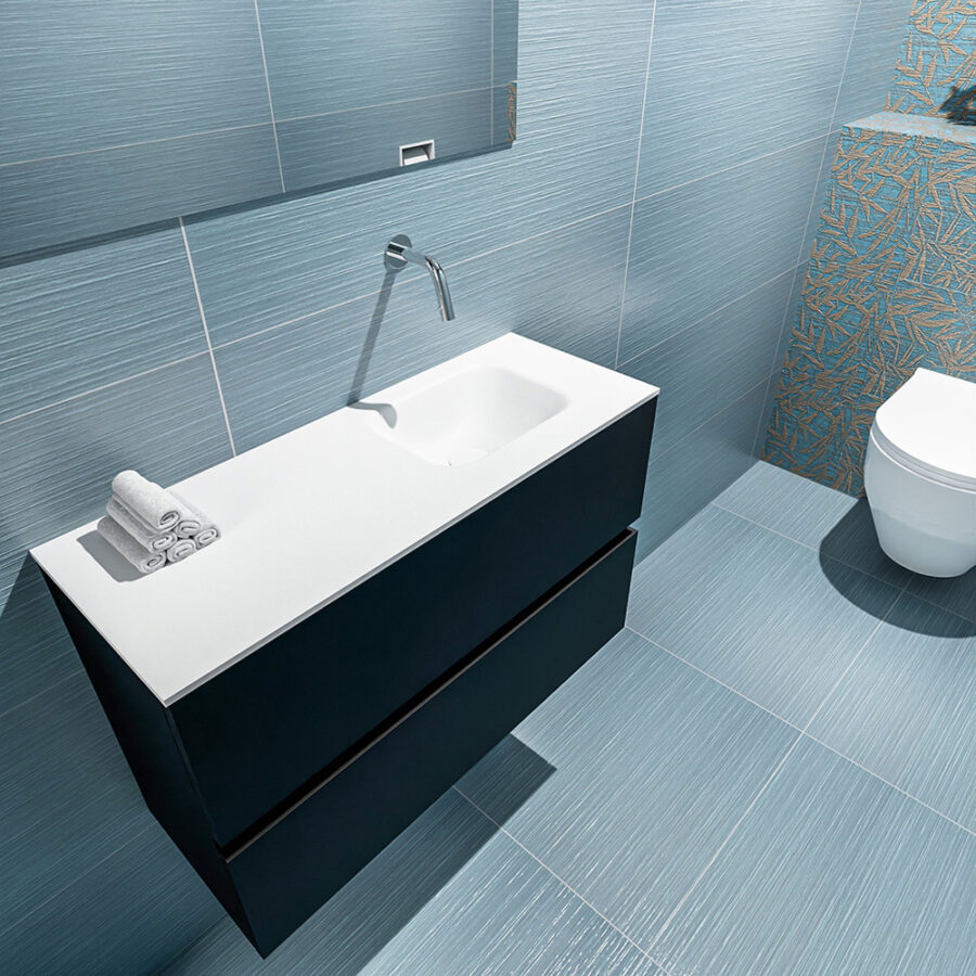 MONDIAZ ADA 80cm toiletmeubel urban. LEX wastafel talc positie rechts. Zonder kraangat - Afbeelding 2