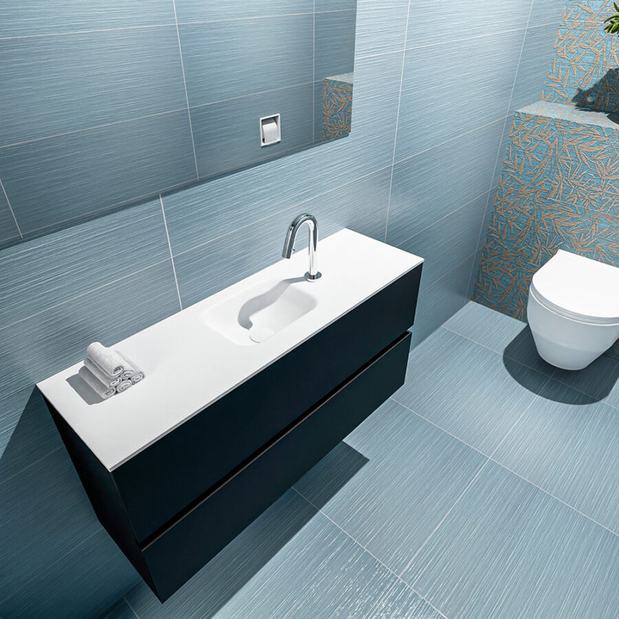 MONDIAZ ADA 100cm toiletmeubel urban. LEX wastafel talc positie midden. Met 1 kraangat - Afbeelding 2