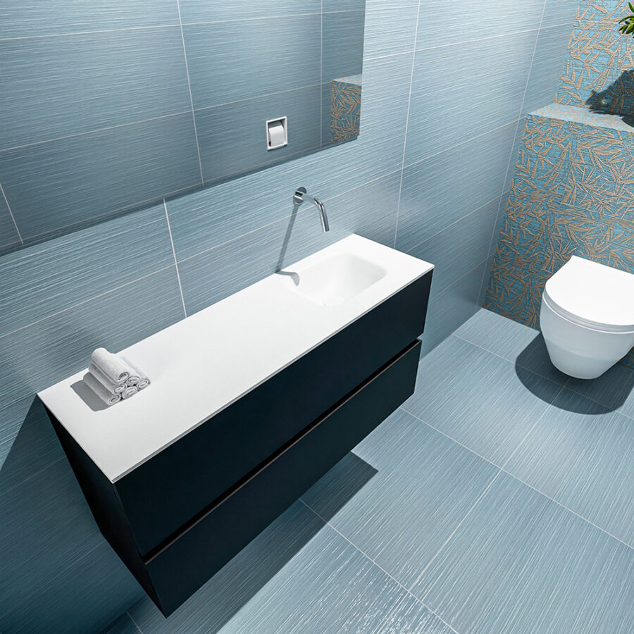 MONDIAZ ADA 100cm toiletmeubel urban. LEX wastafel talc positie rechts. Zonder kraangat - Afbeelding 2