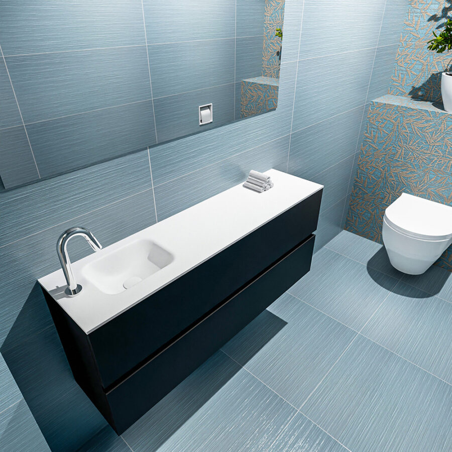 MONDIAZ ADA 120cm toiletmeubel urban. LEX wastafel talc positie links. Met 1 kraangat - Afbeelding 2