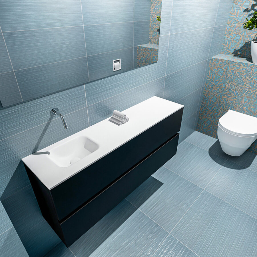 MONDIAZ ADA 120cm toiletmeubel urban. LEX wastafel talc positie links. Zonder kraangat - Afbeelding 2