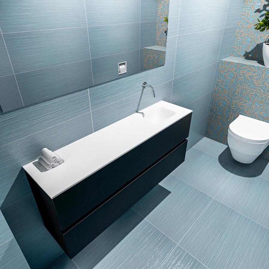 MONDIAZ ADA 120cm toiletmeubel urban. LEX wastafel talc positie rechts. Zonder kraangat - Afbeelding 2