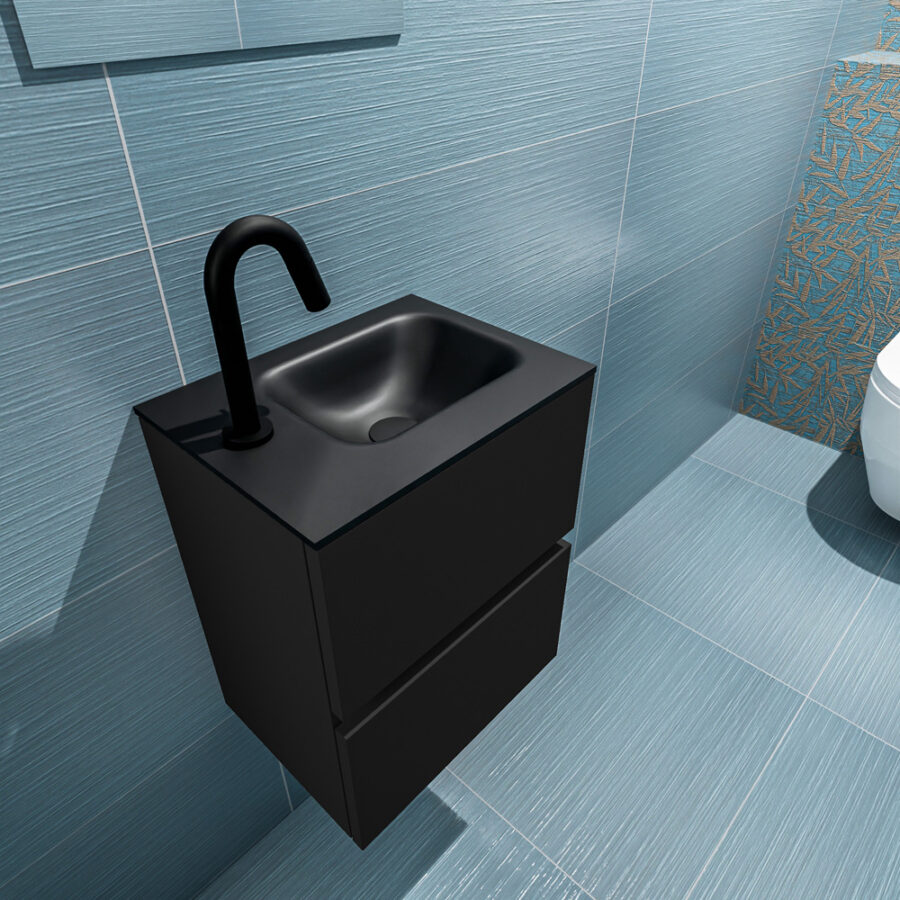 MONDIAZ ADA 40cm toiletmeubel urban. LEX wastafel urban positie rechts. Met 1 kraangat - Afbeelding 2