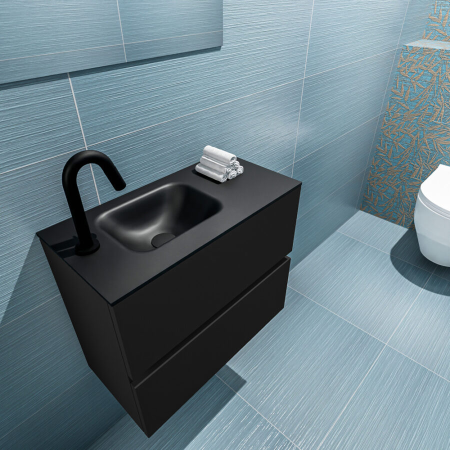 MONDIAZ ADA 60cm toiletmeubel urban. LEX wastafel urban positie links. Met 1 kraangat - Afbeelding 2