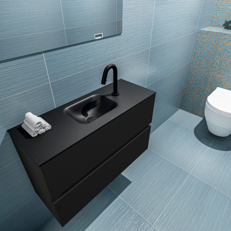 MONDIAZ ADA 80cm toiletmeubel urban. LEX wastafel urban positie midden. Met 1 kraangat - Afbeelding 2
