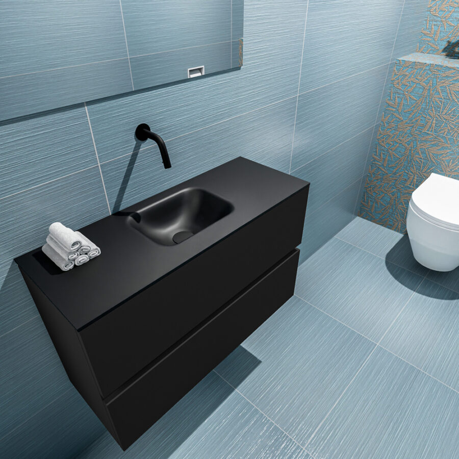MONDIAZ ADA 80cm toiletmeubel urban. LEX wastafel urban positie midden. Zonder kraangat - Afbeelding 2