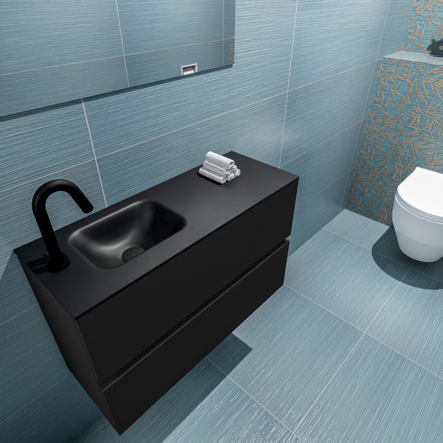 MONDIAZ ADA 80cm toiletmeubel urban. LEX wastafel urban positie links. Met 1 kraangat - Afbeelding 2