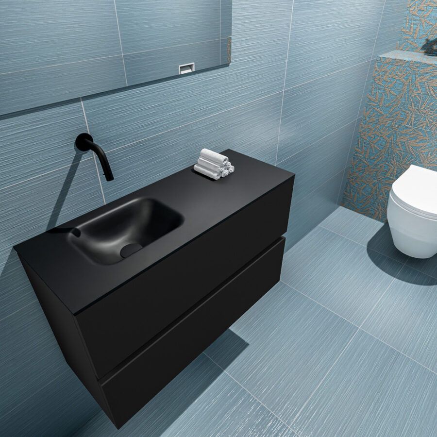 MONDIAZ ADA 80cm toiletmeubel urban. LEX wastafel urban positie links. Zonder kraangat - Afbeelding 2
