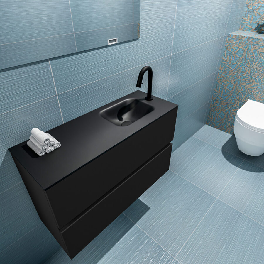 MONDIAZ ADA 80cm toiletmeubel urban. LEX wastafel urban positie rechts. Met 1 kraangat - Afbeelding 2