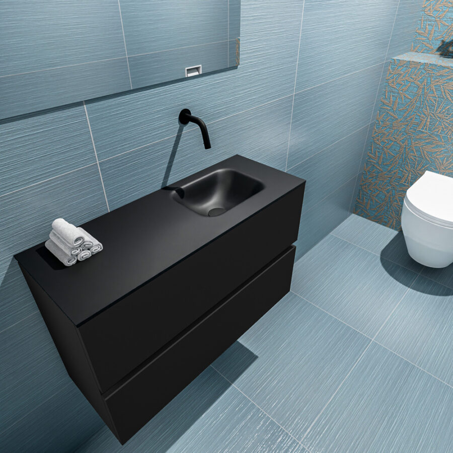 MONDIAZ ADA 80cm toiletmeubel urban. LEX wastafel urban positie rechts. Zonder kraangat - Afbeelding 2