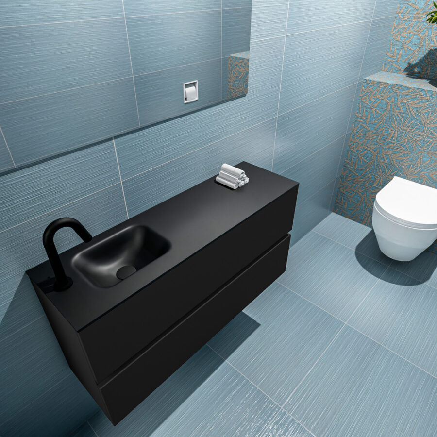 MONDIAZ ADA 100cm toiletmeubel urban. LEX wastafel urban positie links. Met 1 kraangat - Afbeelding 2