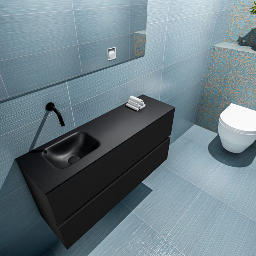 MONDIAZ ADA 100cm toiletmeubel urban. LEX wastafel urban positie links. Zonder kraangat - Afbeelding 2