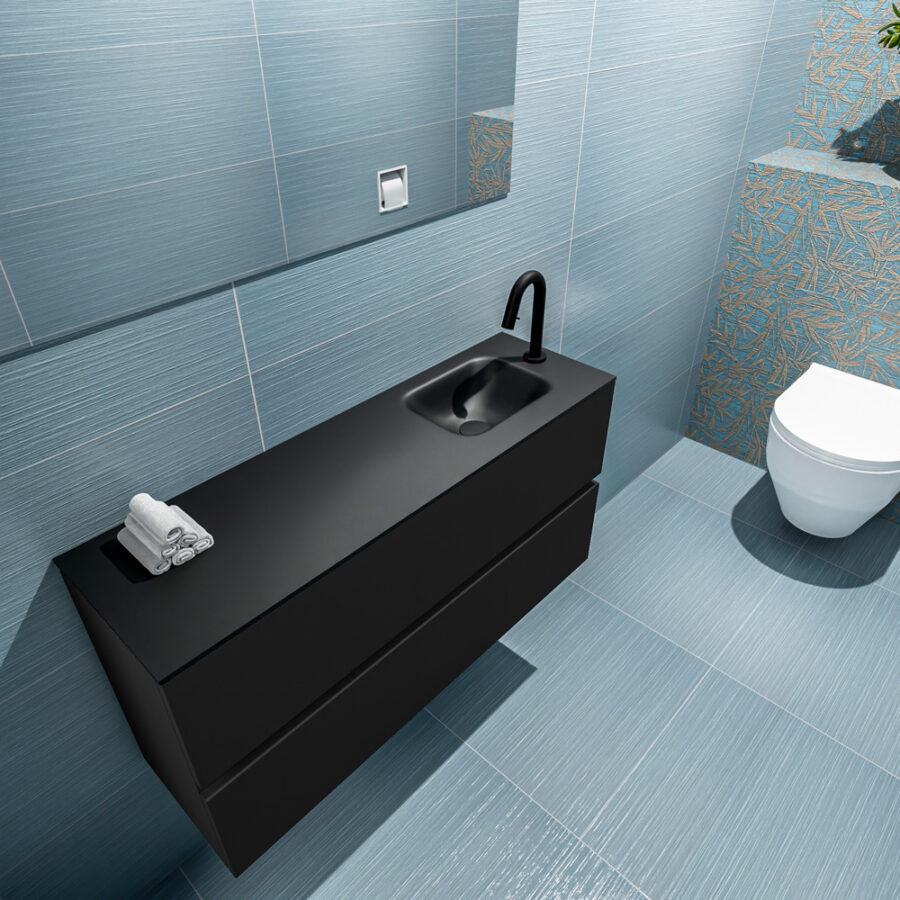 MONDIAZ ADA 100cm toiletmeubel urban. LEX wastafel urban positie rechts. Met 1 kraangat - Afbeelding 2