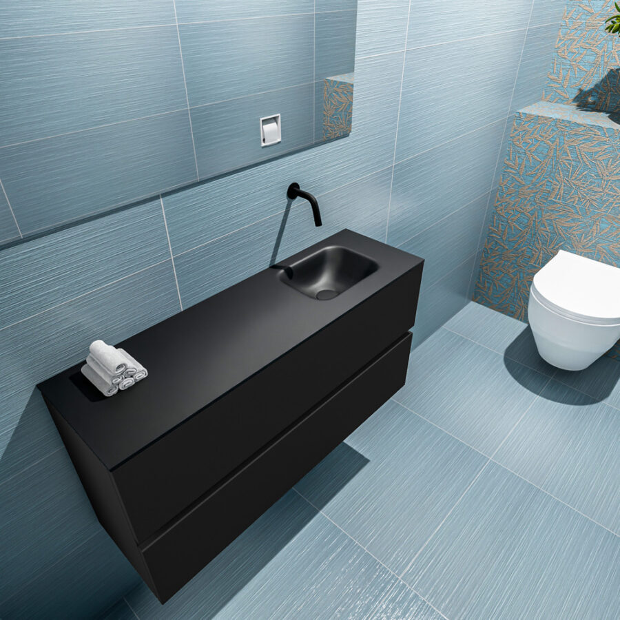 MONDIAZ ADA 100cm toiletmeubel urban. LEX wastafel urban positie rechts. Zonder kraangat - Afbeelding 2