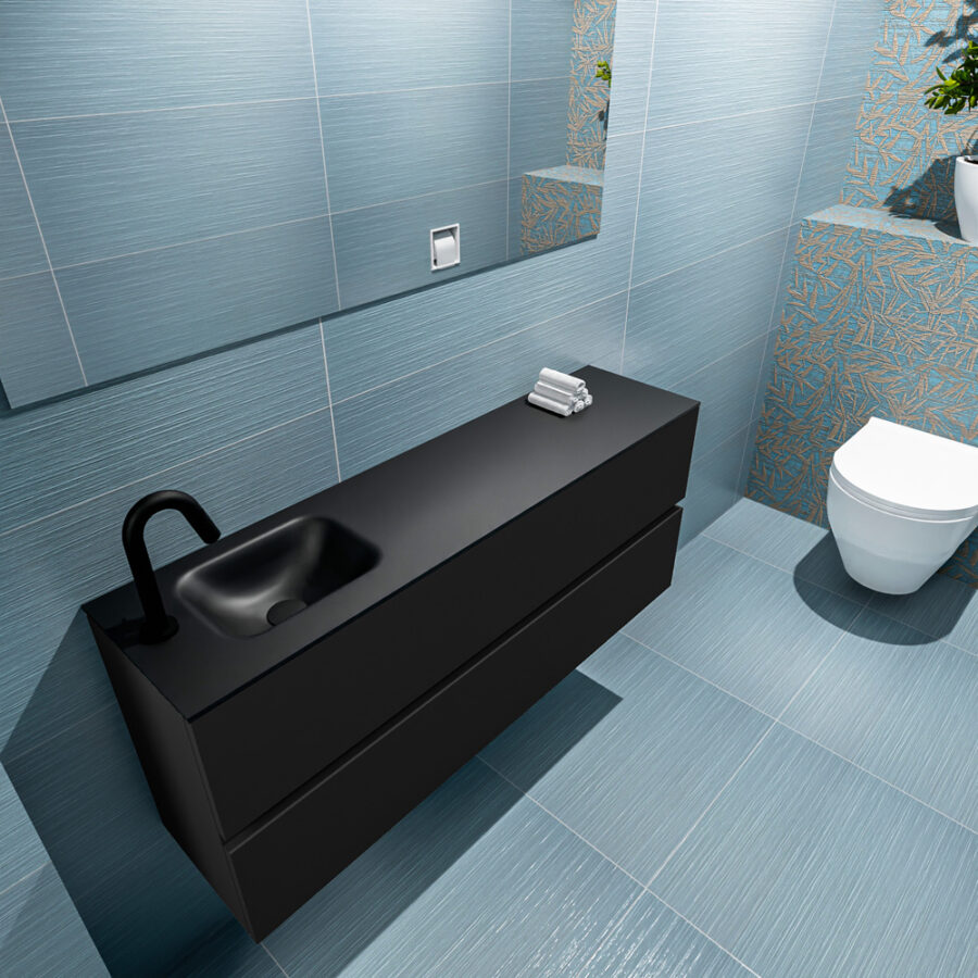 MONDIAZ ADA 120cm toiletmeubel urban. LEX wastafel urban positie links. Met 1 kraangat - Afbeelding 2