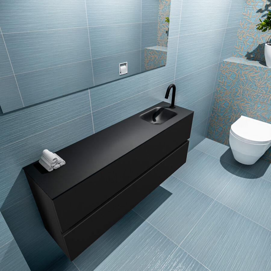 MONDIAZ ADA 120cm toiletmeubel urban. LEX wastafel urban positie rechts. Met 1 kraangat - Afbeelding 2