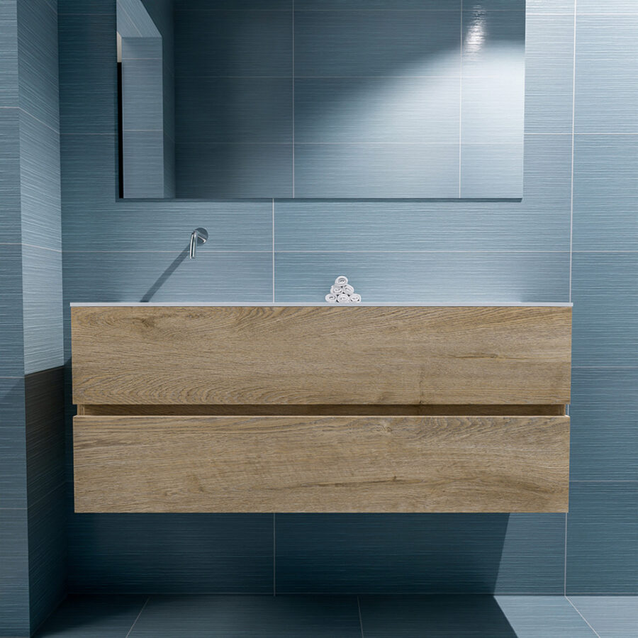 MONDIAZ ADA 120cm toiletmeubel washed oak. LEX wastafel talc positie links. Zonder kraangat - Afbeelding 3