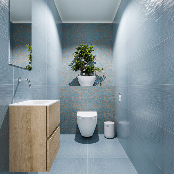 MONDIAZ ADA 40cm toiletmeubel washed oak. LEX wastafel talc positie links. Zonder kraangat