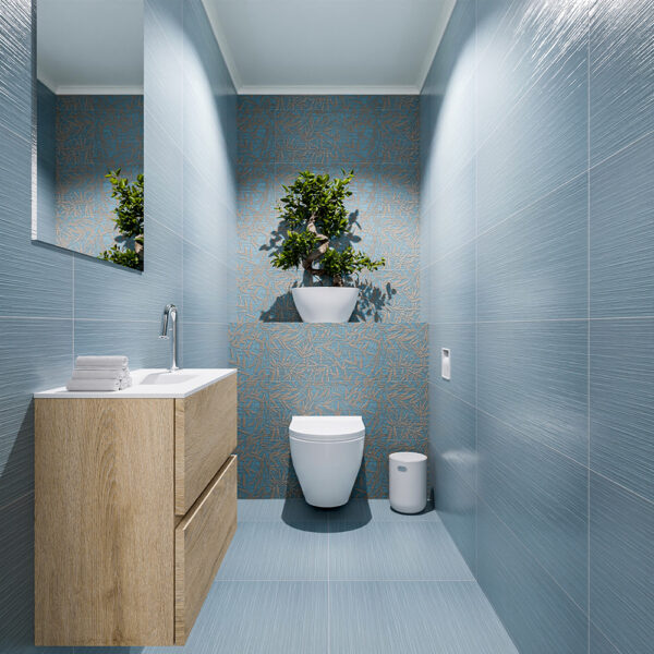 MONDIAZ ADA 60cm toiletmeubel washed oak. LEX wastafel talc positie midden. Met 1 kraangat