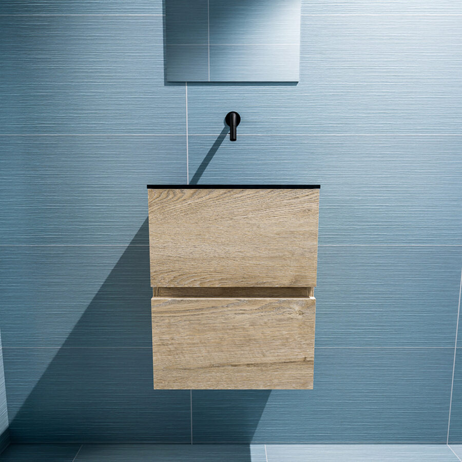 MONDIAZ ADA 40cm toiletmeubel washed oak. LEX wastafel urban positie midden. Zonder kraangat - Afbeelding 3