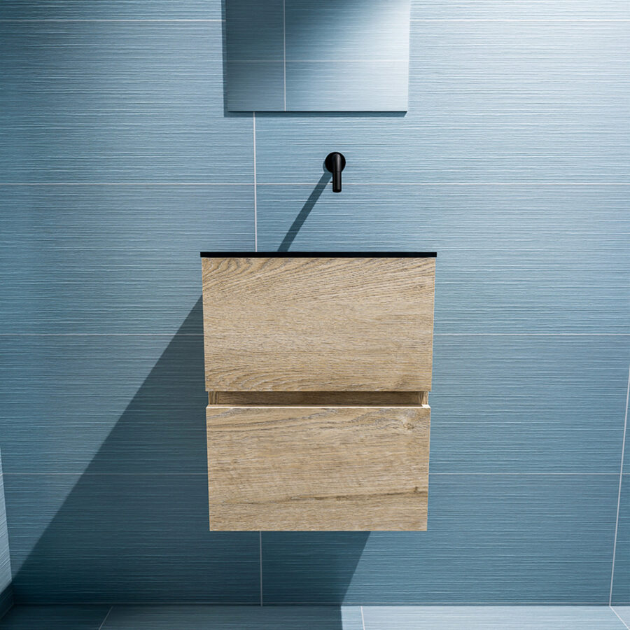MONDIAZ ADA 40cm toiletmeubel washed oak. LEX wastafel urban positie rechts. Zonder kraangat - Afbeelding 3