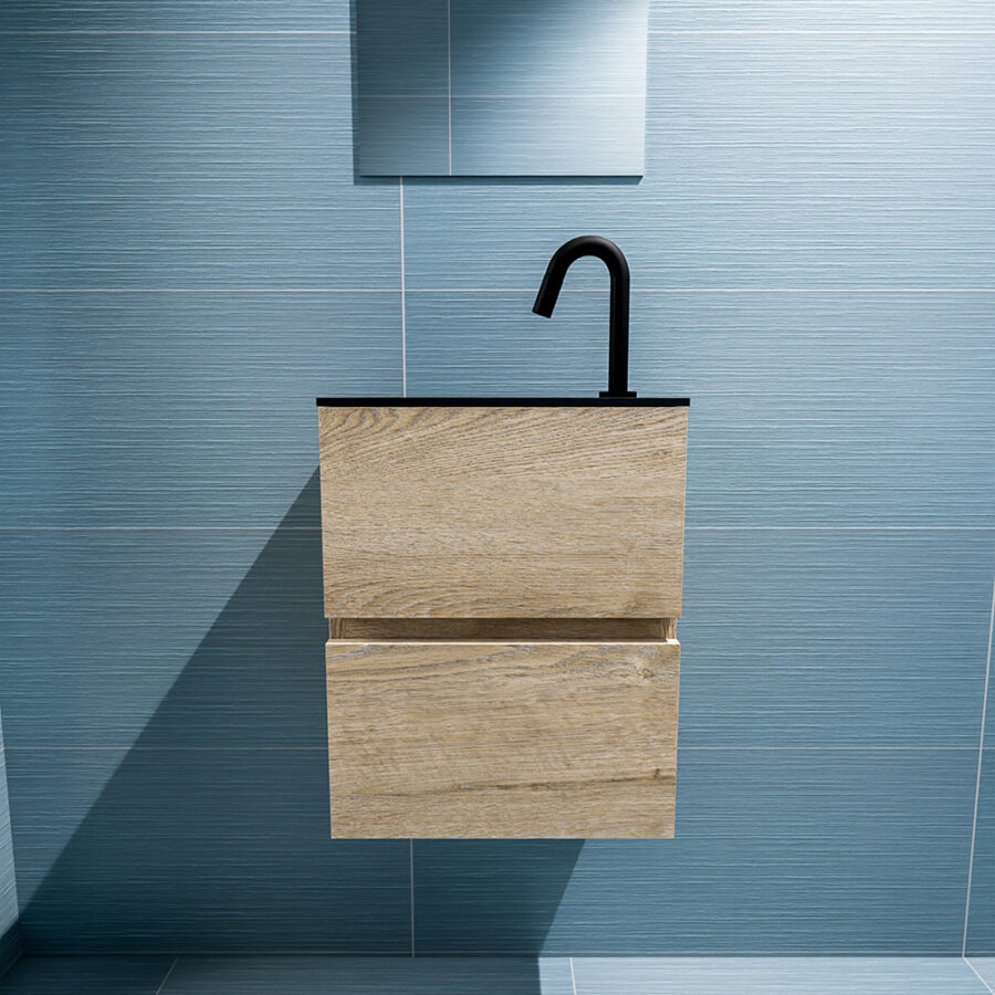 MONDIAZ ADA 40cm toiletmeubel washed oak. LEX wastafel urban positie links. Met 1 kraangat - Afbeelding 3