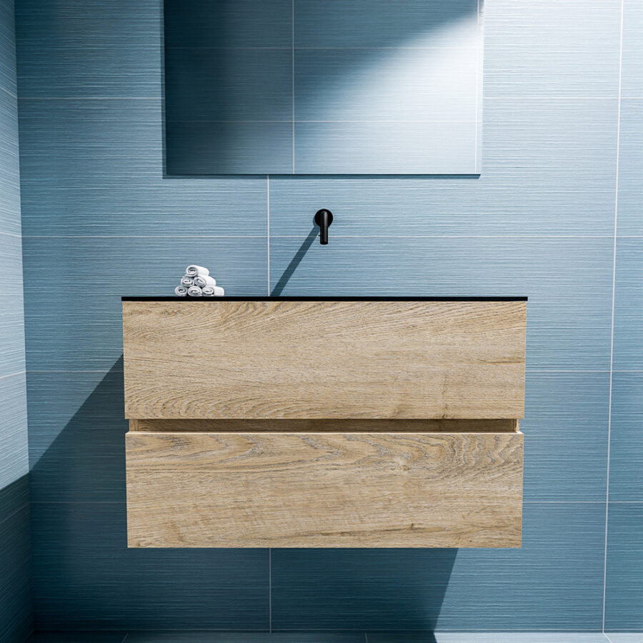 MONDIAZ ADA 80cm toiletmeubel washed oak. LEX wastafel urban positie midden. Zonder kraangat - Afbeelding 3