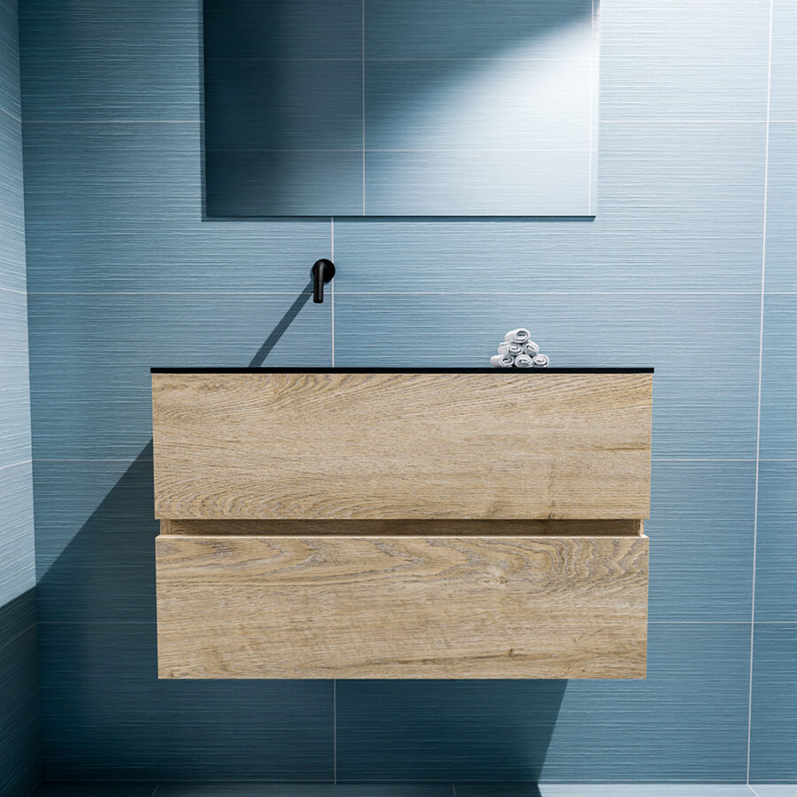 MONDIAZ ADA 80cm toiletmeubel washed oak. LEX wastafel urban positie links. Zonder kraangat - Afbeelding 3
