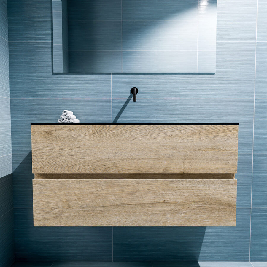 MONDIAZ ADA 100cm toiletmeubel washed oak. LEX wastafel urban positie midden. Zonder kraangat - Afbeelding 3