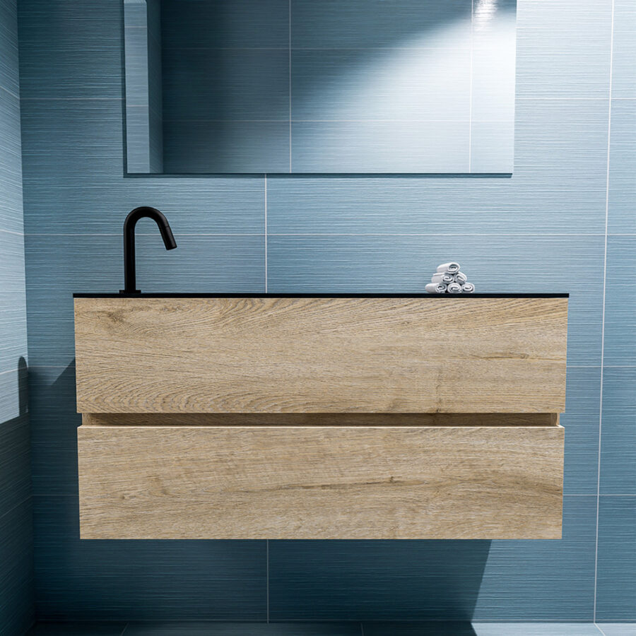 MONDIAZ ADA 100cm toiletmeubel washed oak. LEX wastafel urban positie links. Met 1 kraangat - Afbeelding 3