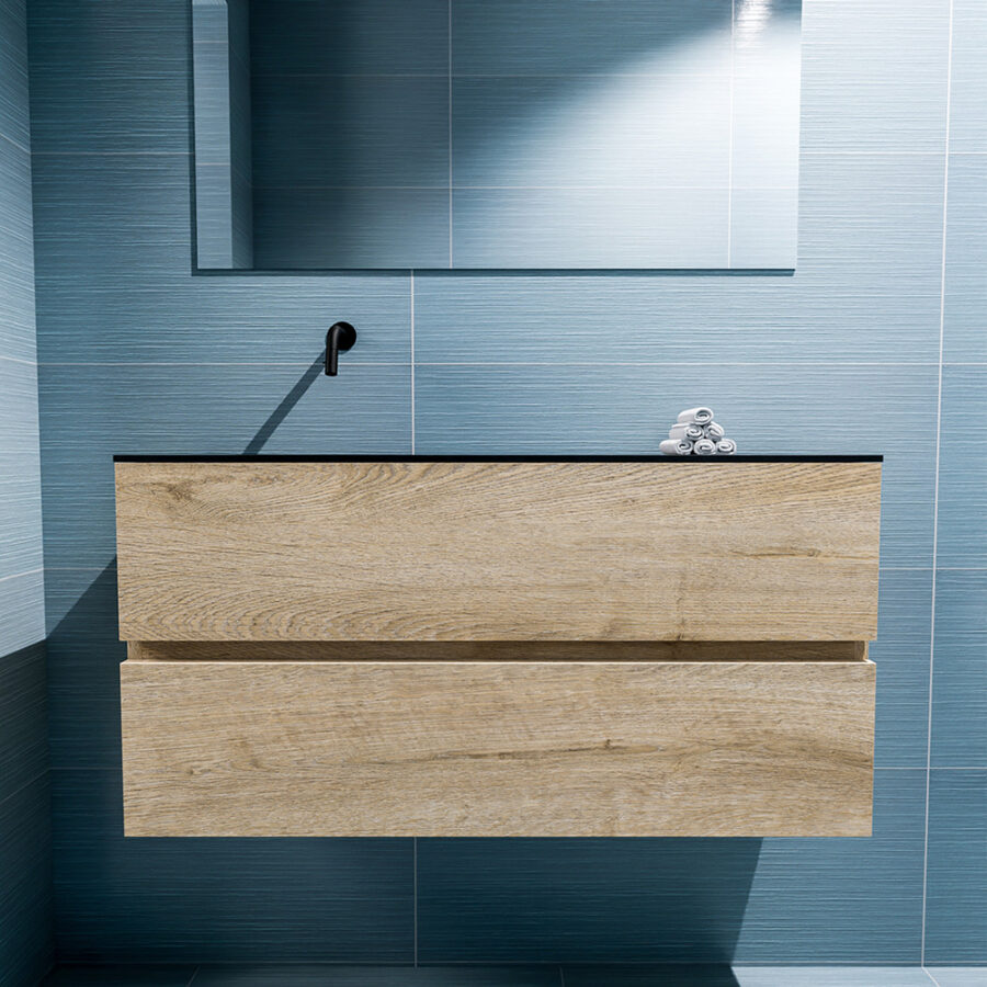 MONDIAZ ADA 100cm toiletmeubel washed oak. LEX wastafel urban positie links. Zonder kraangat - Afbeelding 3