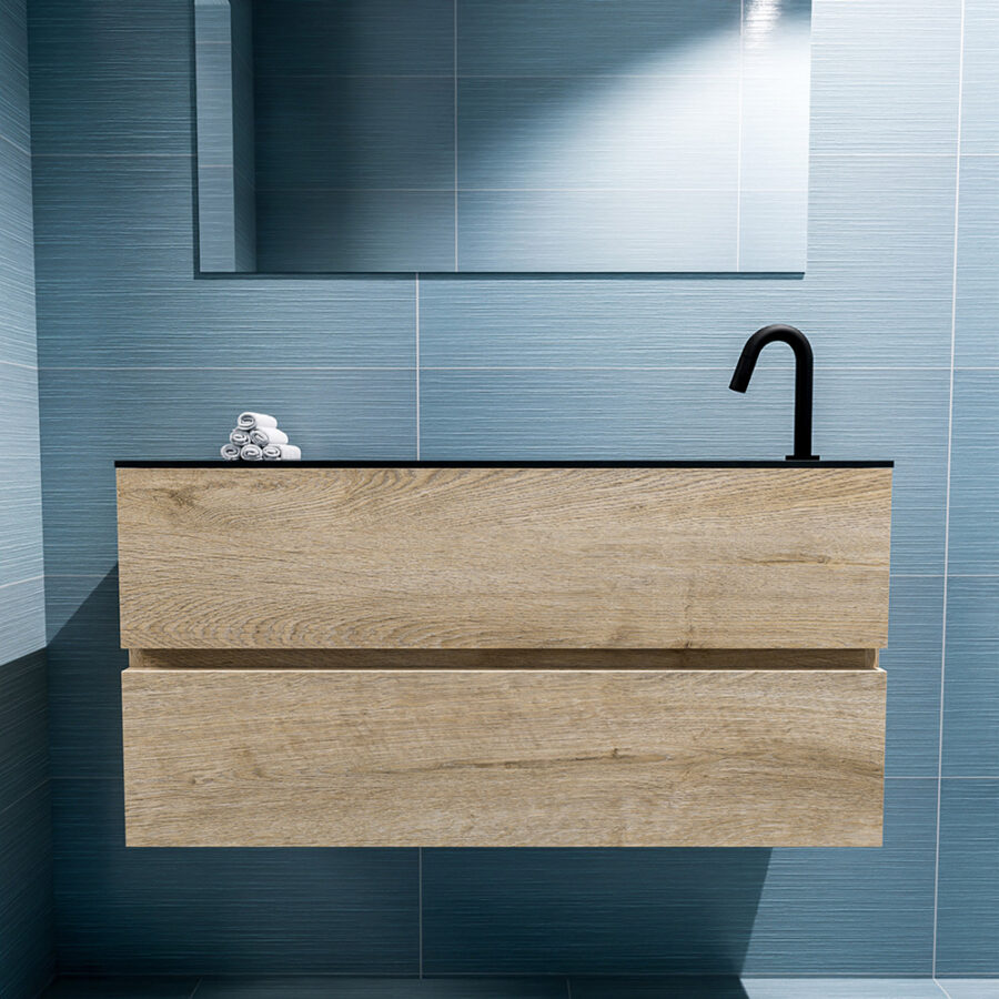 MONDIAZ ADA 100cm toiletmeubel washed oak. LEX wastafel urban positie rechts. Met 1 kraangat - Afbeelding 3