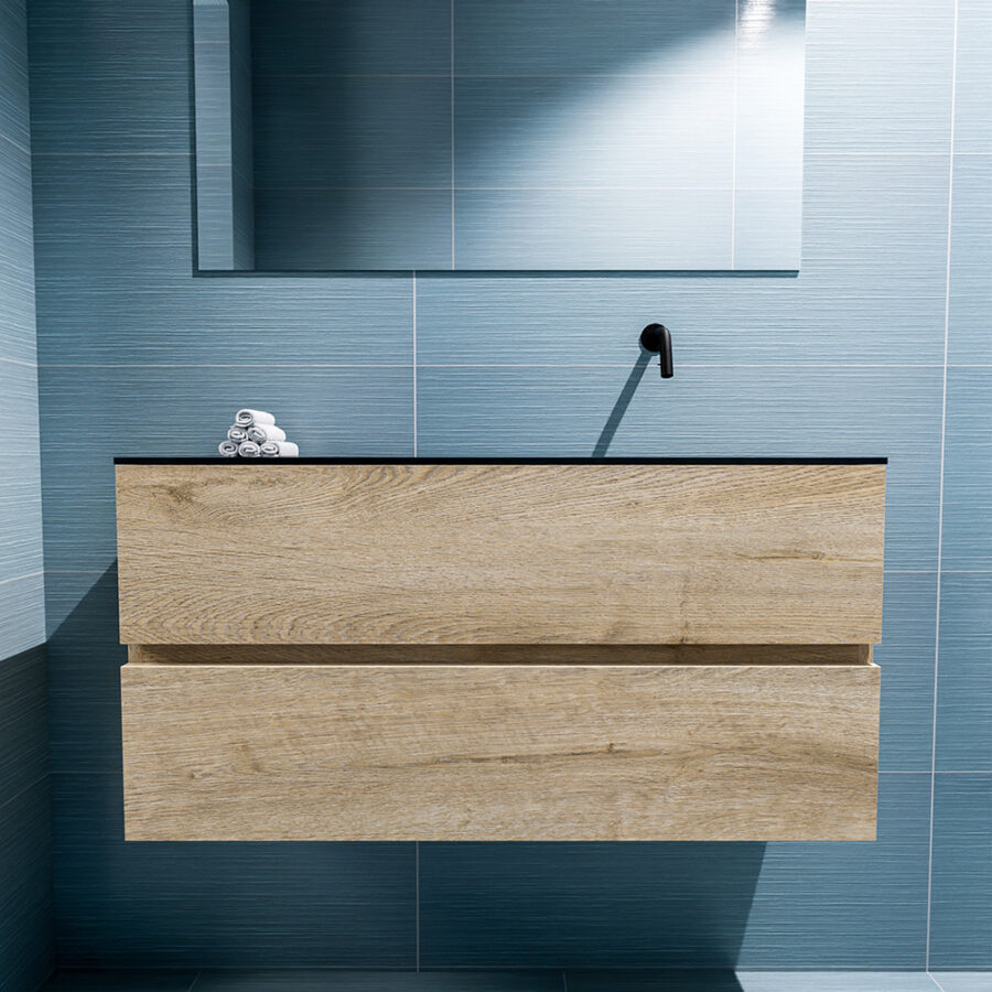 MONDIAZ ADA 100cm toiletmeubel washed oak. LEX wastafel urban positie rechts. Zonder kraangat - Afbeelding 3
