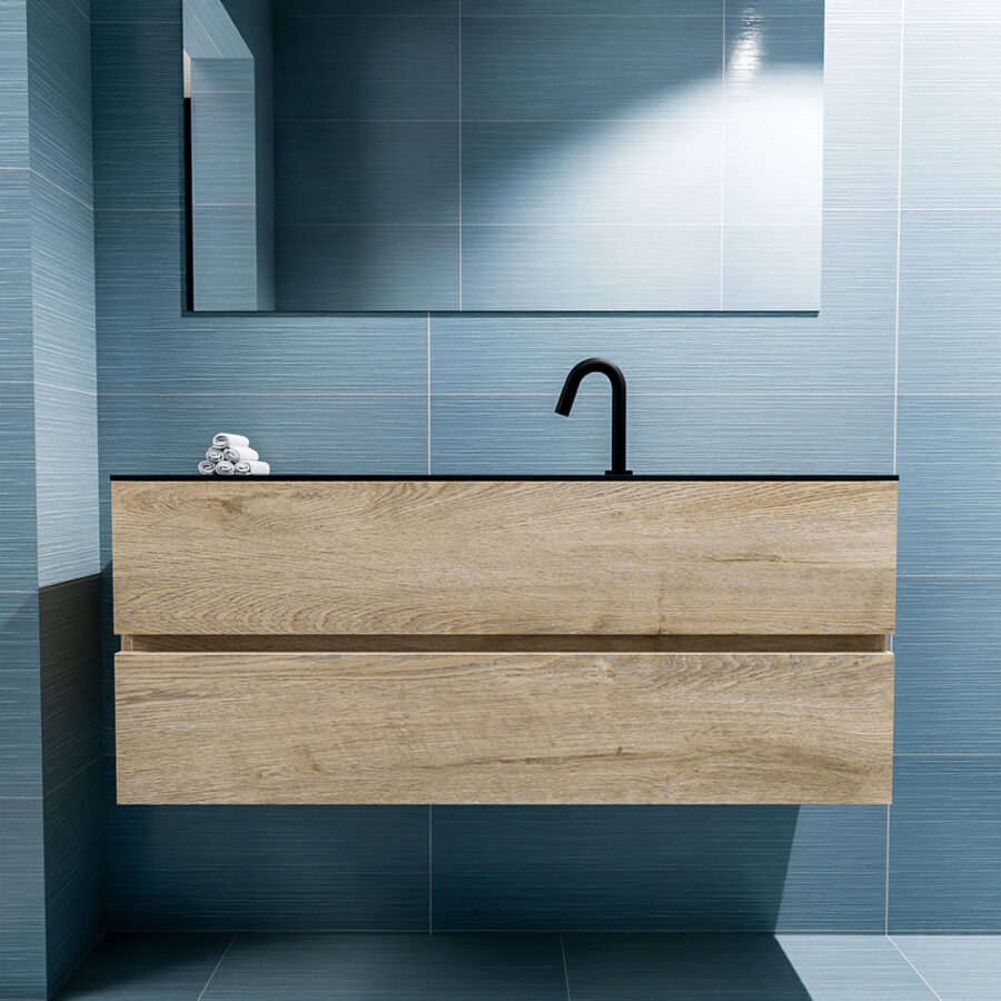 MONDIAZ ADA 120cm toiletmeubel washed oak. LEX wastafel urban positie midden. Met 1 kraangat - Afbeelding 3