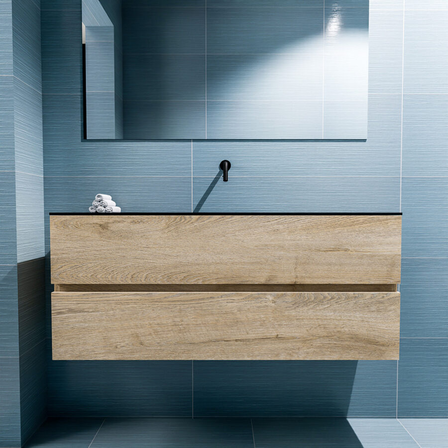 MONDIAZ ADA 120cm toiletmeubel washed oak. LEX wastafel urban positie midden. Zonder kraangat - Afbeelding 3