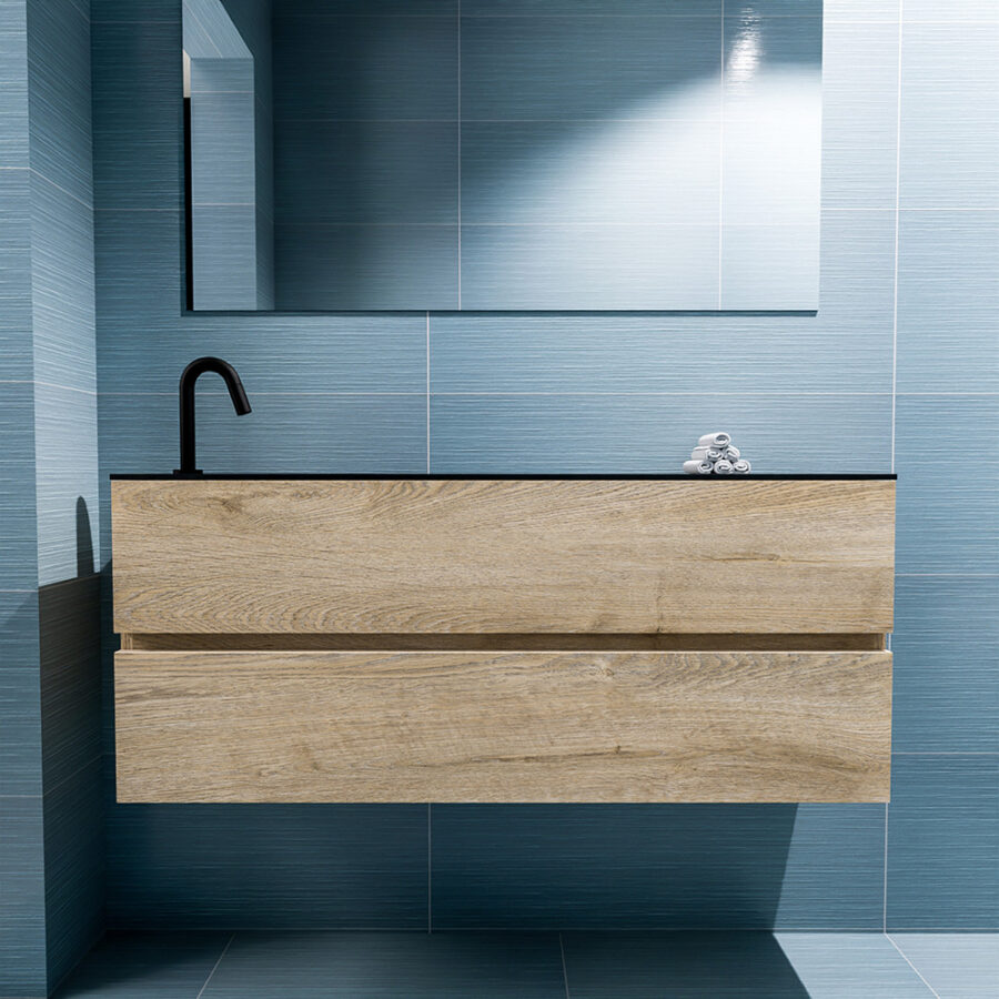 MONDIAZ ADA 120cm toiletmeubel washed oak. LEX wastafel urban positie links. Met 1 kraangat - Afbeelding 3